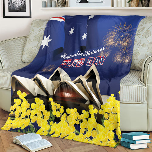 Australia National Flag Day Blanket Golden Wattle Sydney Opera House Flag Color