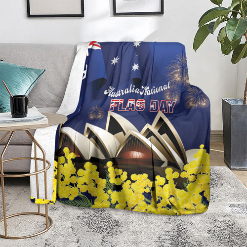 Australia National Flag Day Blanket Golden Wattle Sydney Opera House Flag Color
