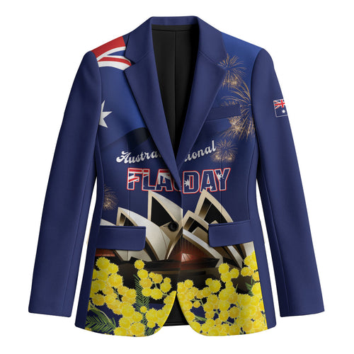 Personalised Australia National Flag Day Blazer Golden Wattle Sydney Opera House Flag Color