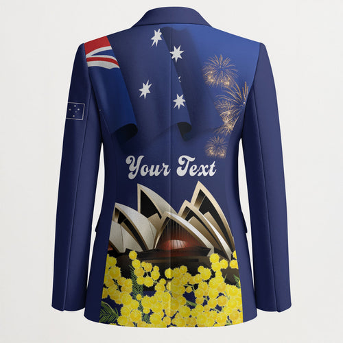 Personalised Australia National Flag Day Blazer Golden Wattle Sydney Opera House Flag Color