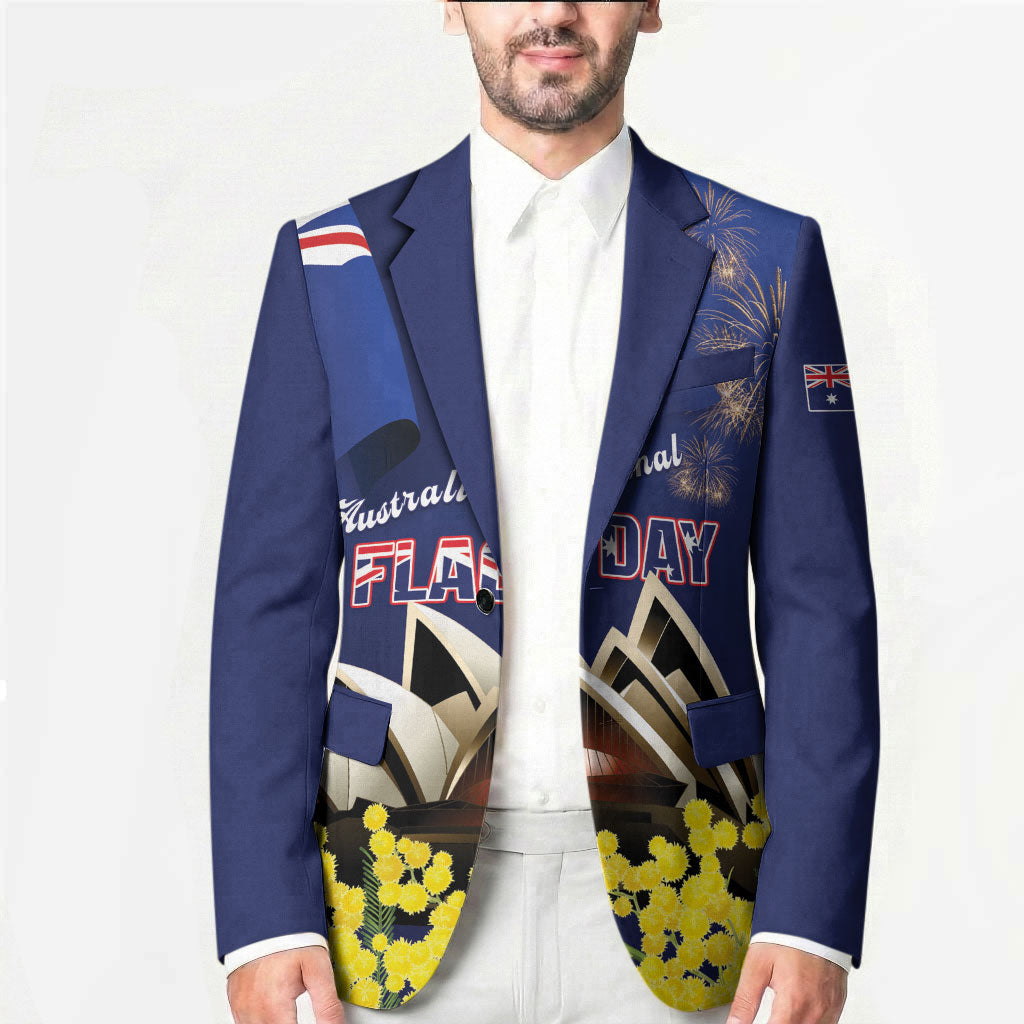 Personalised Australia National Flag Day Blazer Golden Wattle Sydney Opera House Flag Color