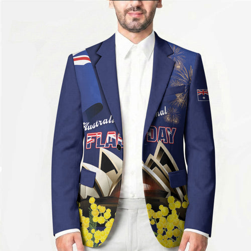 Personalised Australia National Flag Day Blazer Golden Wattle Sydney Opera House Flag Color