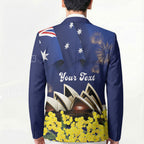 Personalised Australia National Flag Day Blazer Golden Wattle Sydney Opera House Flag Color