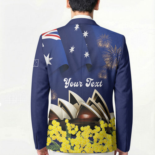 Personalised Australia National Flag Day Blazer Golden Wattle Sydney Opera House Flag Color