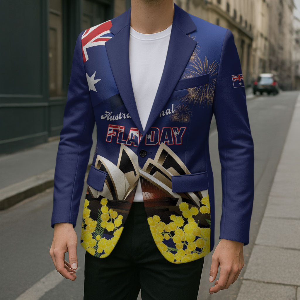 Personalised Australia National Flag Day Blazer Golden Wattle Sydney Opera House Flag Color