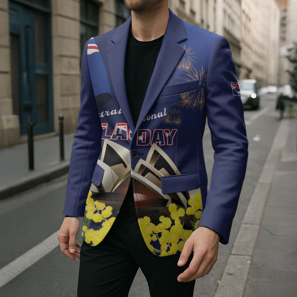 Personalised Australia National Flag Day Blazer Golden Wattle Sydney Opera House Flag Color