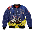 Personalised Australia National Flag Day Bomber Jacket Golden Wattle Sydney Opera House Flag Color