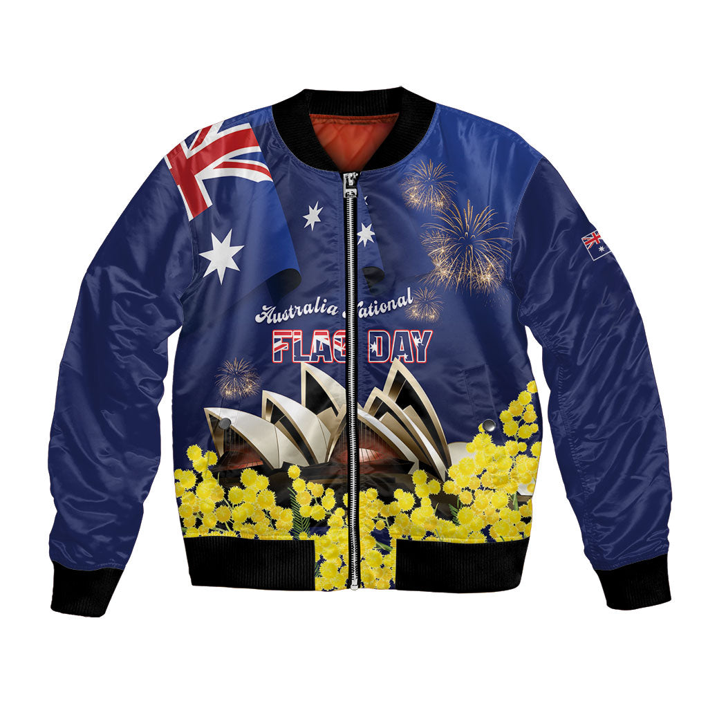 Personalised Australia National Flag Day Bomber Jacket Golden Wattle Sydney Opera House Flag Color