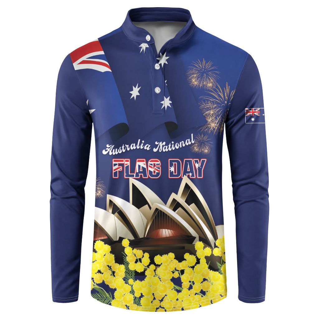 Personalised Australia National Flag Day Button Sweatshirt Golden Wattle Sydney Opera House Flag Color