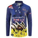 Personalised Australia National Flag Day Button Sweatshirt Golden Wattle Sydney Opera House Flag Color