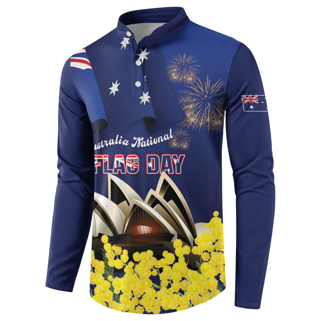 Personalised Australia National Flag Day Button Sweatshirt Golden Wattle Sydney Opera House Flag Color