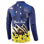 Personalised Australia National Flag Day Button Sweatshirt Golden Wattle Sydney Opera House Flag Color