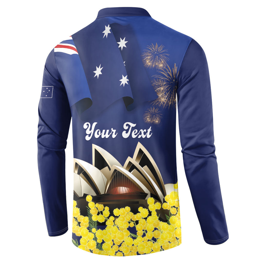 Personalised Australia National Flag Day Button Sweatshirt Golden Wattle Sydney Opera House Flag Color