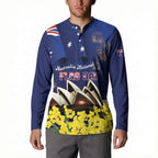Personalised Australia National Flag Day Button Sweatshirt Golden Wattle Sydney Opera House Flag Color