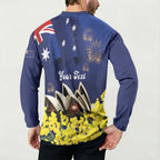 Personalised Australia National Flag Day Button Sweatshirt Golden Wattle Sydney Opera House Flag Color