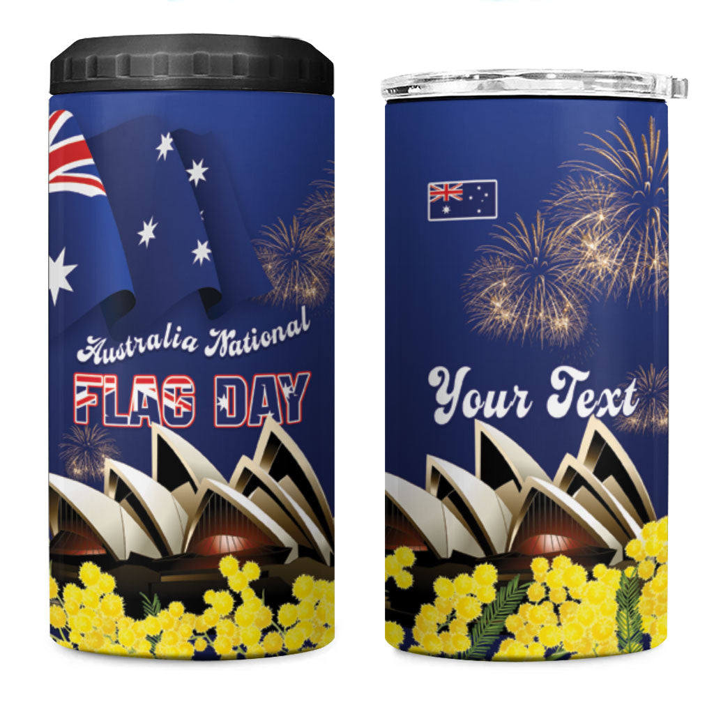 Personalised Australia National Flag Day 4 in 1 Can Cooler Tumbler Golden Wattle Sydney Opera House Flag Color