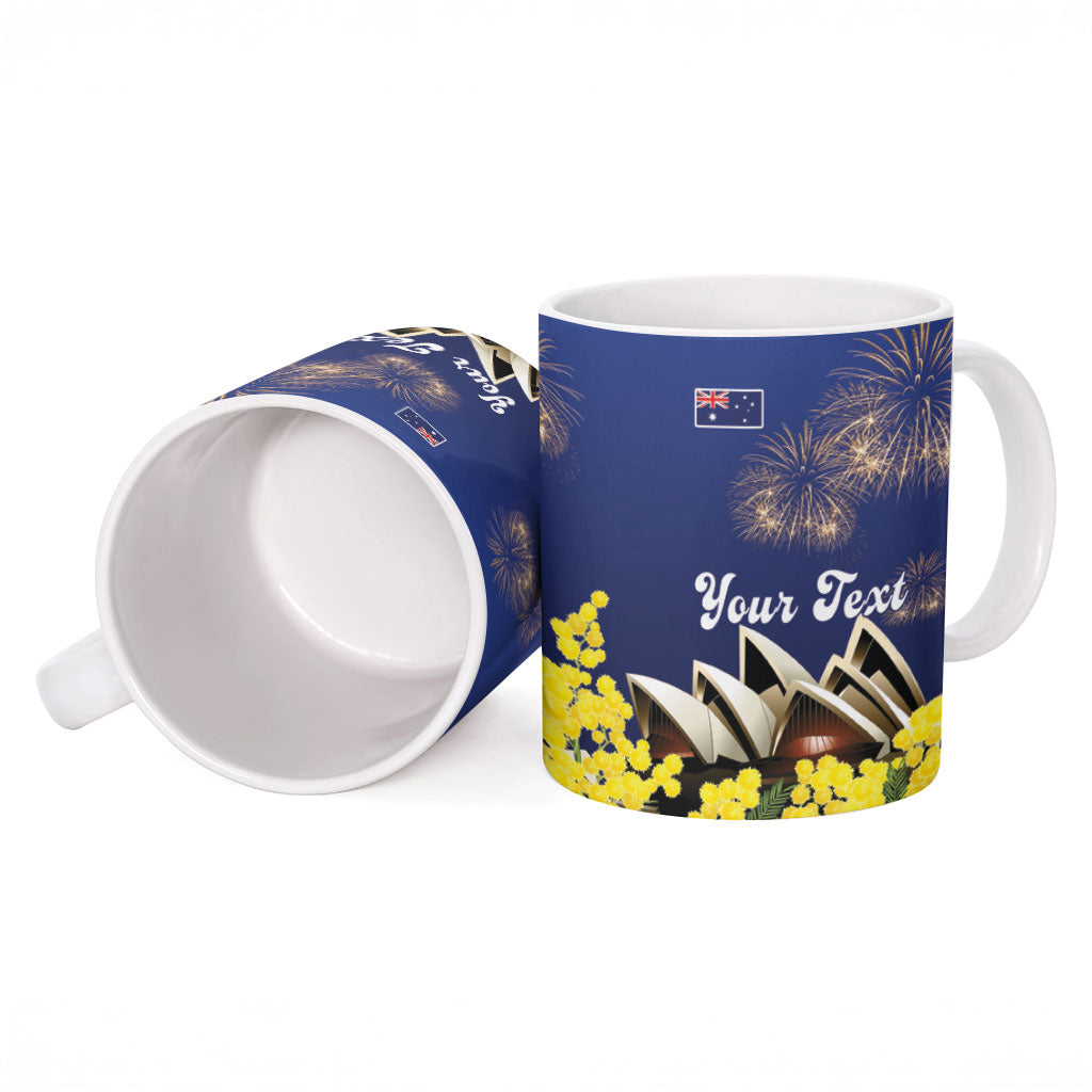 Personalised Australia National Flag Day Ceramic Mug Golden Wattle Sydney Opera House Flag Color