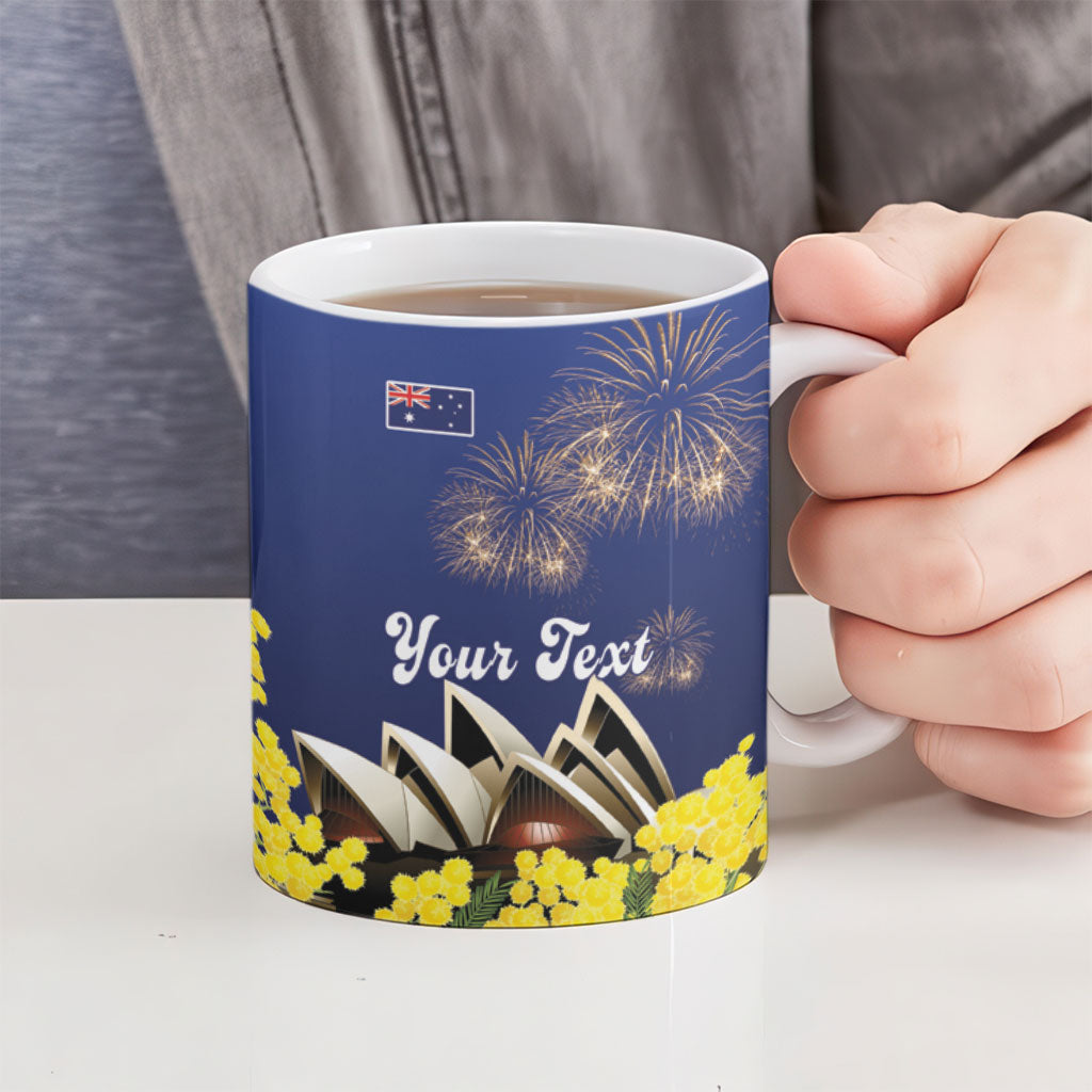 Personalised Australia National Flag Day Ceramic Mug Golden Wattle Sydney Opera House Flag Color