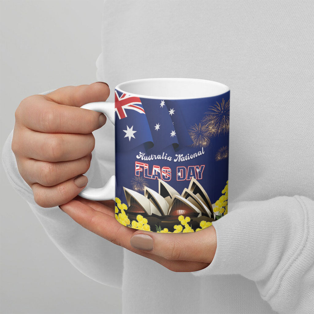 Personalised Australia National Flag Day Ceramic Mug Golden Wattle Sydney Opera House Flag Color