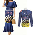 Personalised Australia National Flag Day Couples Matching Mermaid Dress and Long Sleeve Button Shirt Golden Wattle Sydney Opera House Flag Color