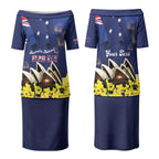 Personalised Australia National Flag Day Couples Matching Puletasi and Hawaiian Shirt Golden Wattle Sydney Opera House Flag Color