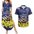 Personalised Australia National Flag Day Couples Matching Summer Maxi Dress and Hawaiian Shirt Golden Wattle Sydney Opera House Flag Color