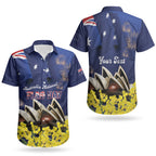 Personalised Australia National Flag Day Couples Matching Summer Maxi Dress and Hawaiian Shirt Golden Wattle Sydney Opera House Flag Color