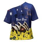 Personalised Australia National Flag Day Cross Shoulder Shirt Golden Wattle Sydney Opera House Flag Color