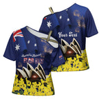 Personalised Australia National Flag Day Cross Shoulder Shirt Golden Wattle Sydney Opera House Flag Color