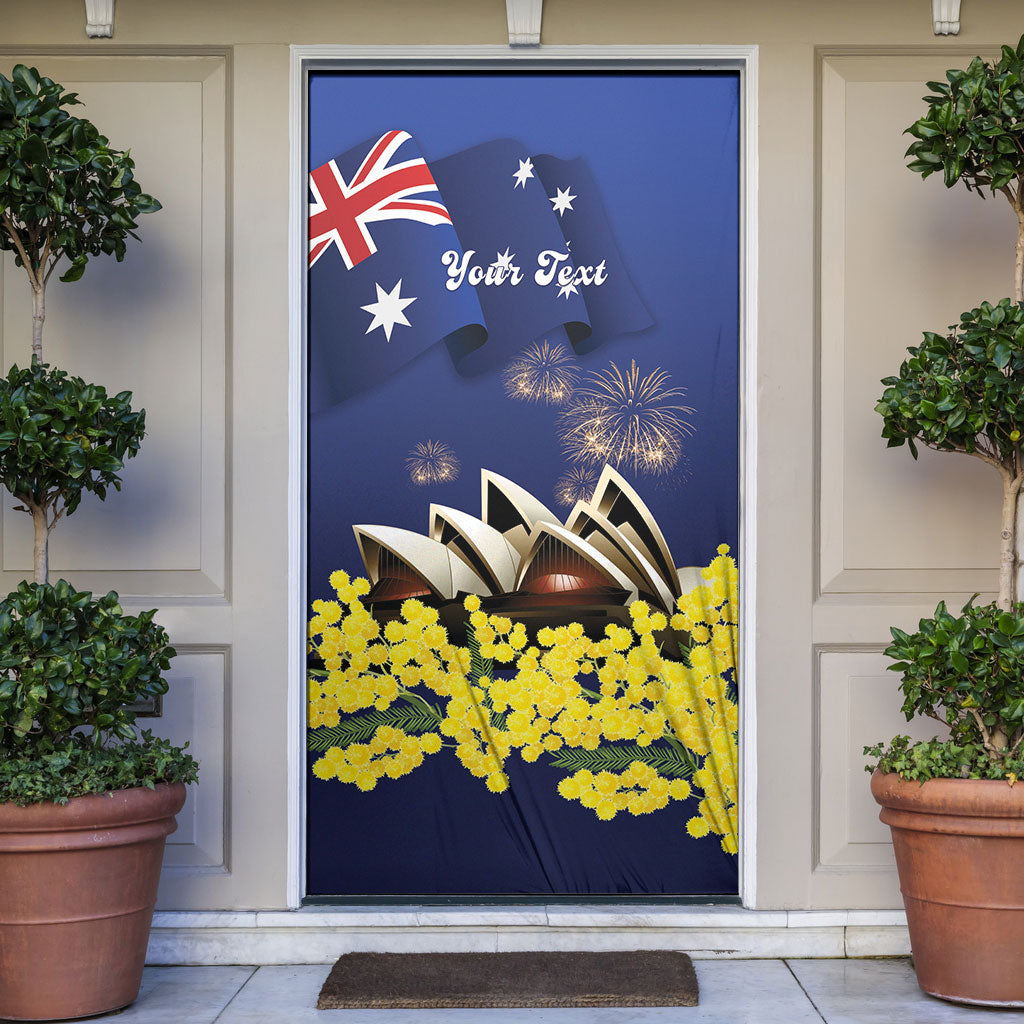 Personalised Australia National Flag Day Door Cover Golden Wattle Sydney Opera House Flag Color