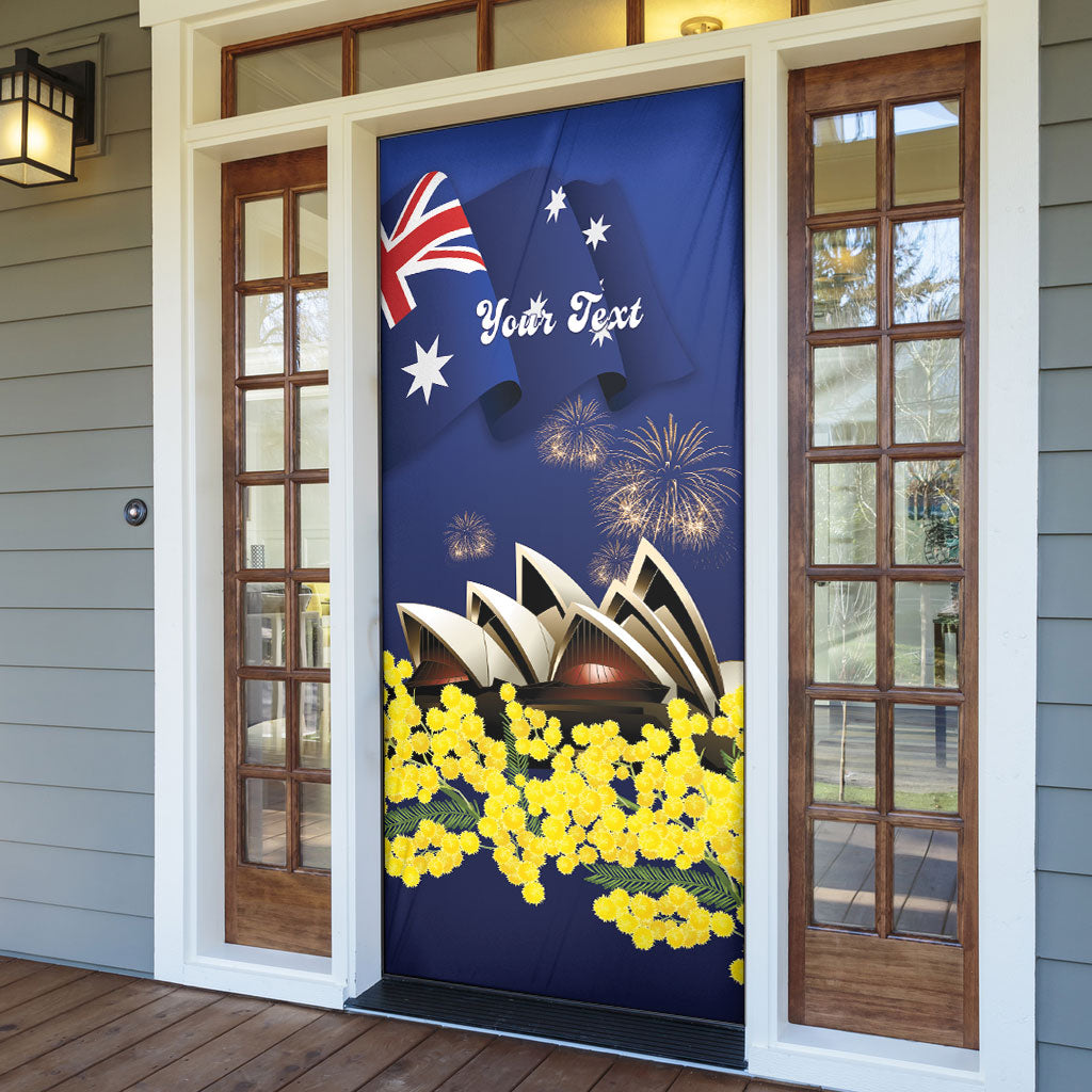 Personalised Australia National Flag Day Door Cover Golden Wattle Sydney Opera House Flag Color