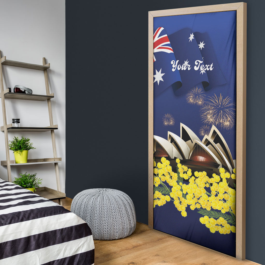 Personalised Australia National Flag Day Door Cover Golden Wattle Sydney Opera House Flag Color