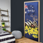 Personalised Australia National Flag Day Door Cover Golden Wattle Sydney Opera House Flag Color