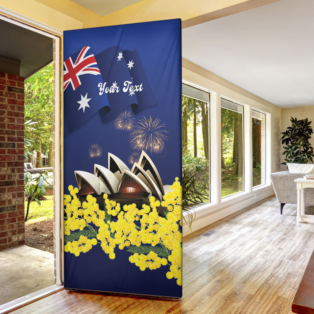 Personalised Australia National Flag Day Door Cover Golden Wattle Sydney Opera House Flag Color