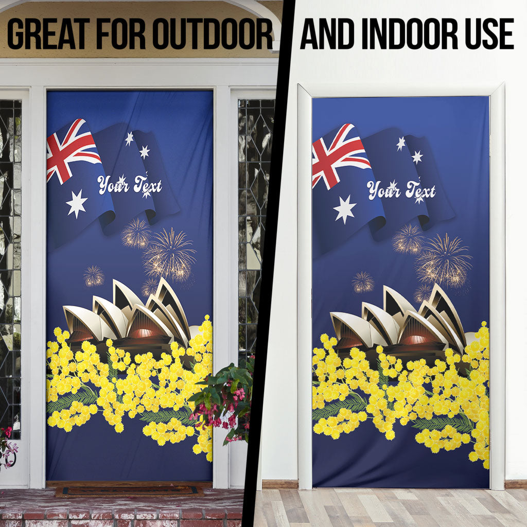 Personalised Australia National Flag Day Door Cover Golden Wattle Sydney Opera House Flag Color