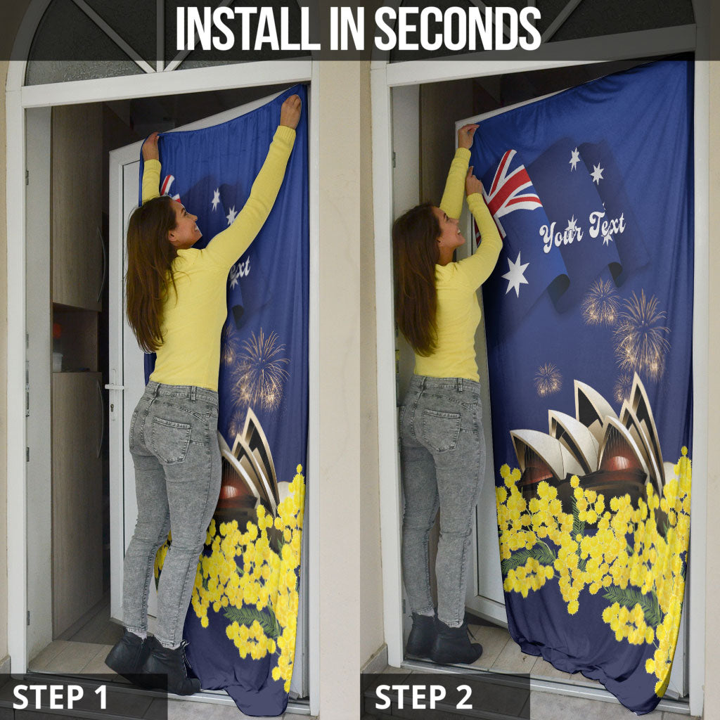 Personalised Australia National Flag Day Door Cover Golden Wattle Sydney Opera House Flag Color