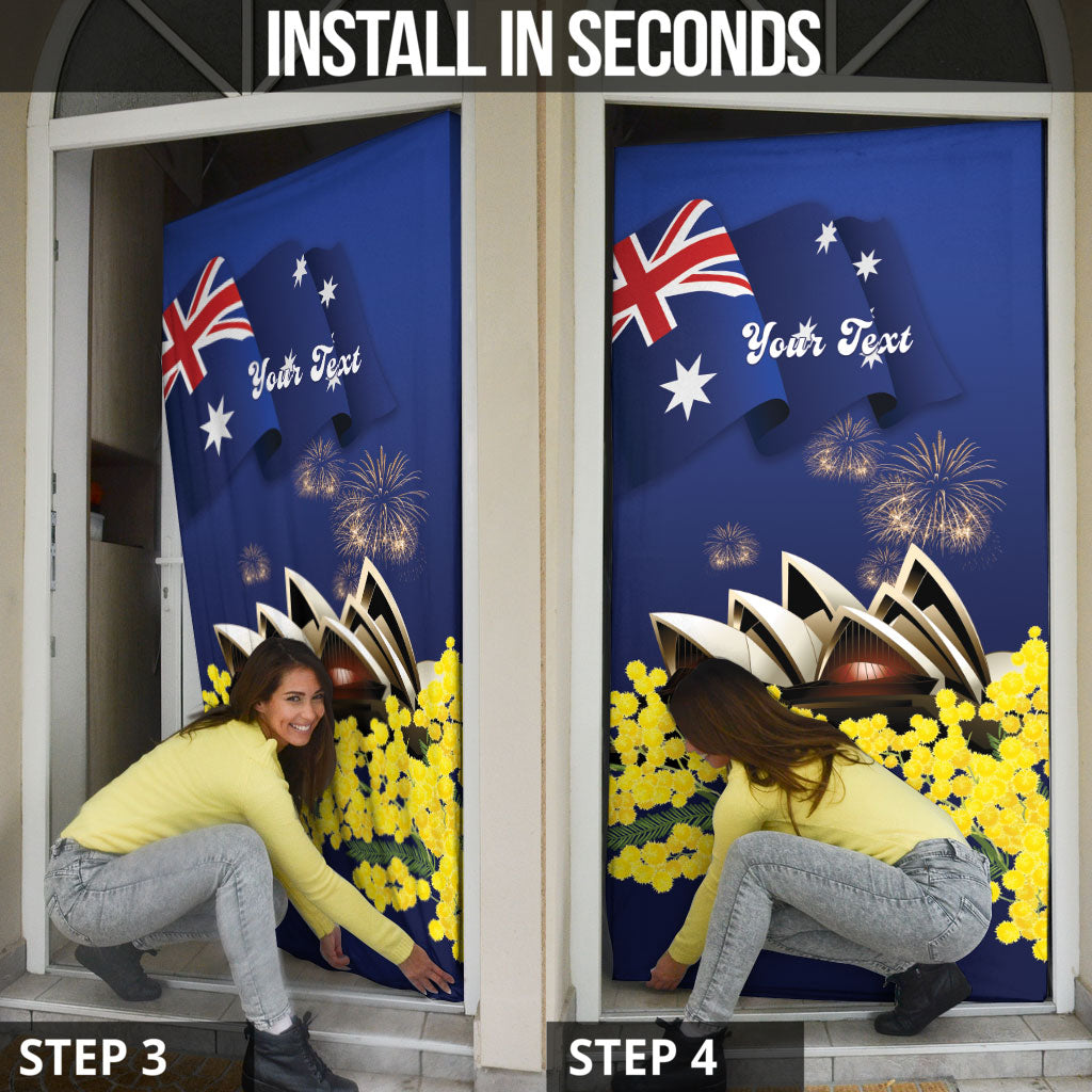 Personalised Australia National Flag Day Door Cover Golden Wattle Sydney Opera House Flag Color