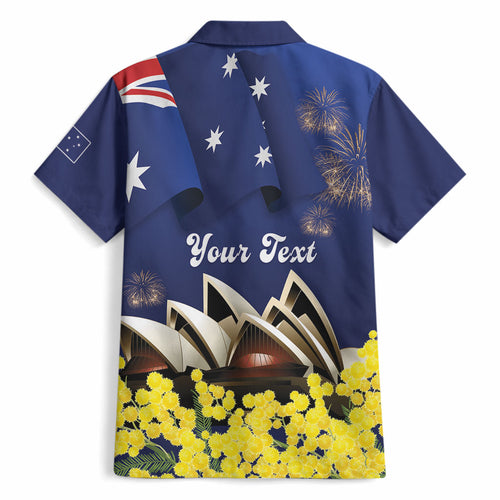 Personalised Australia National Flag Day Hawaiian Shirt Golden Wattle Sydney Opera House Flag Color