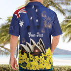 Personalised Australia National Flag Day Hawaiian Shirt Golden Wattle Sydney Opera House Flag Color