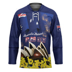 Personalised Australia National Flag Day Hockey Jersey Golden Wattle Sydney Opera House Flag Color