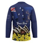Personalised Australia National Flag Day Hockey Jersey Golden Wattle Sydney Opera House Flag Color