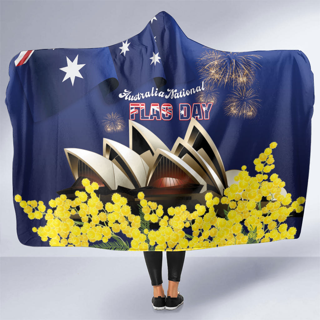 Australia National Flag Day Hooded Blanket Golden Wattle Sydney Opera House Flag Color