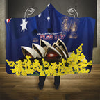 Australia National Flag Day Hooded Blanket Golden Wattle Sydney Opera House Flag Color