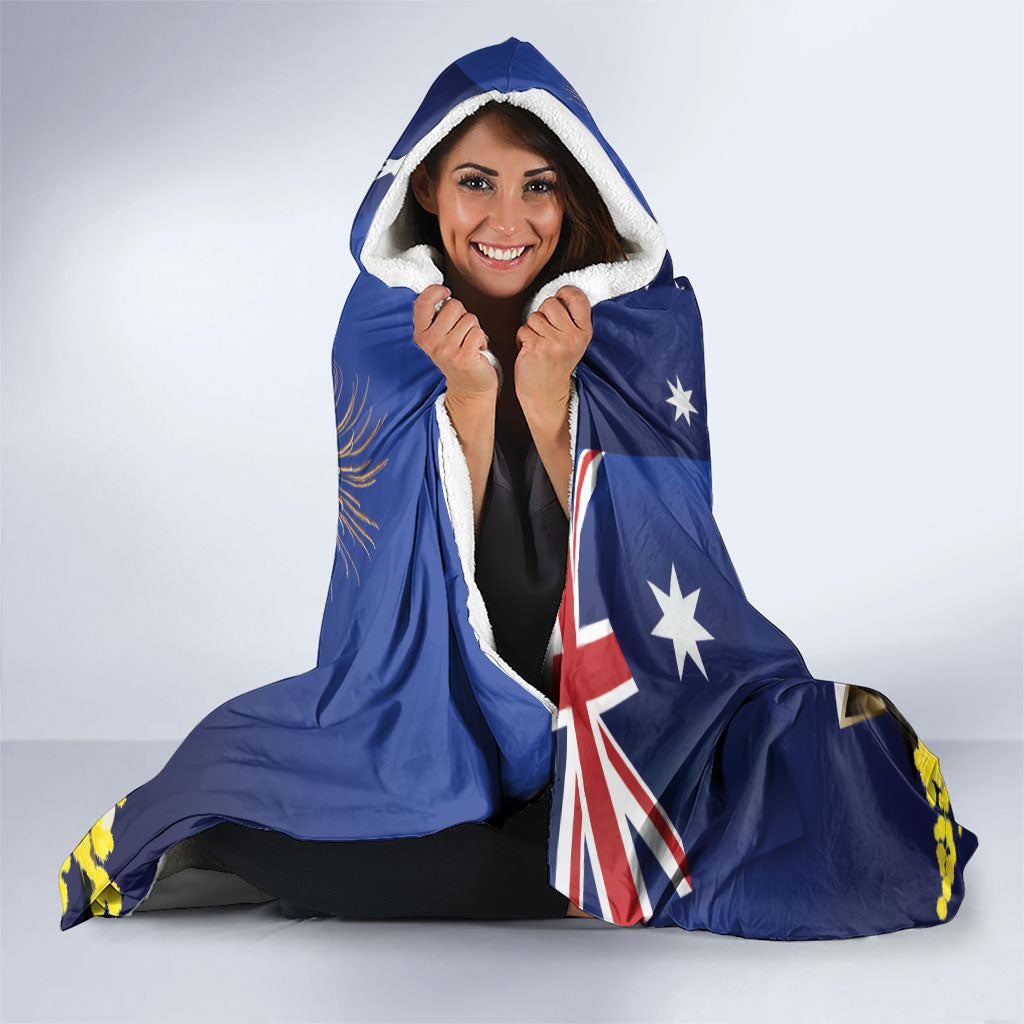 Australia National Flag Day Hooded Blanket Golden Wattle Sydney Opera House Flag Color