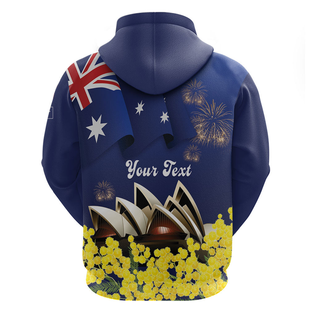 Personalised Australia National Flag Day Hoodie Golden Wattle Sydney Opera House Flag Color