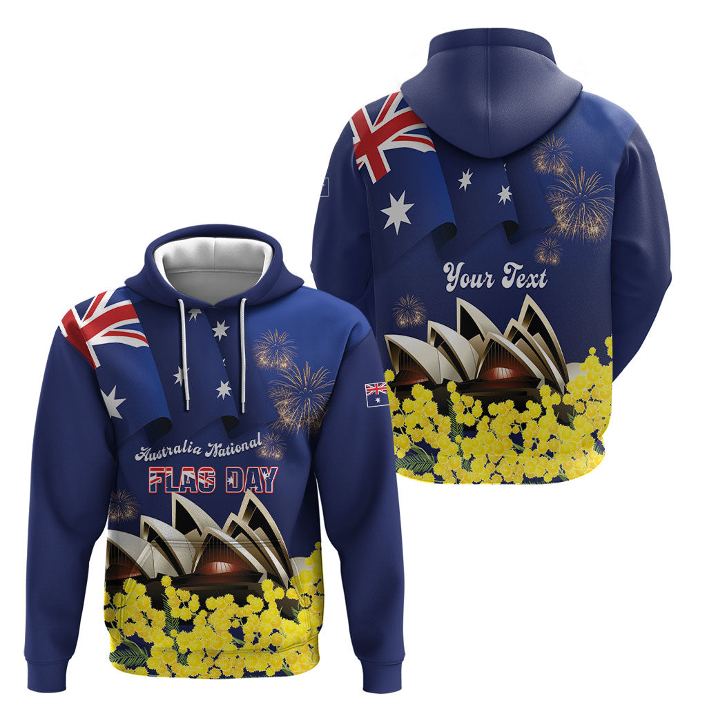 Personalised Australia National Flag Day Hoodie Golden Wattle Sydney Opera House Flag Color