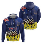 Personalised Australia National Flag Day Hoodie Golden Wattle Sydney Opera House Flag Color