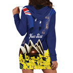 Personalised Australia National Flag Day Hoodie Dress Golden Wattle Sydney Opera House Flag Color