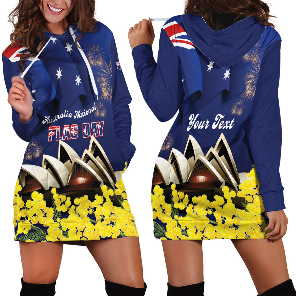 Personalised Australia National Flag Day Hoodie Dress Golden Wattle Sydney Opera House Flag Color