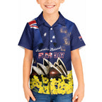 Personalised Australia National Flag Day Kid Hawaiian Shirt Golden Wattle Sydney Opera House Flag Color